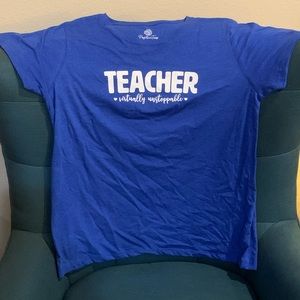 XL Tshirt Blue Womens Teacher unstoppable NWT Cute